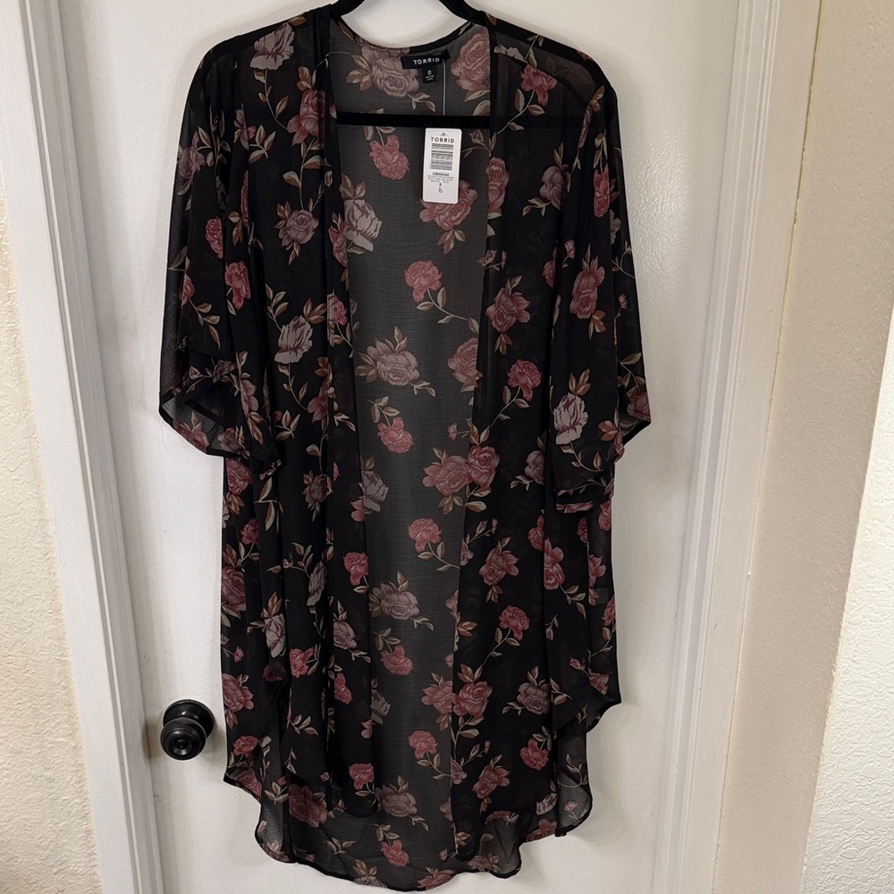 Torrid Chiffon Floral Sheer Kimono Cardigan